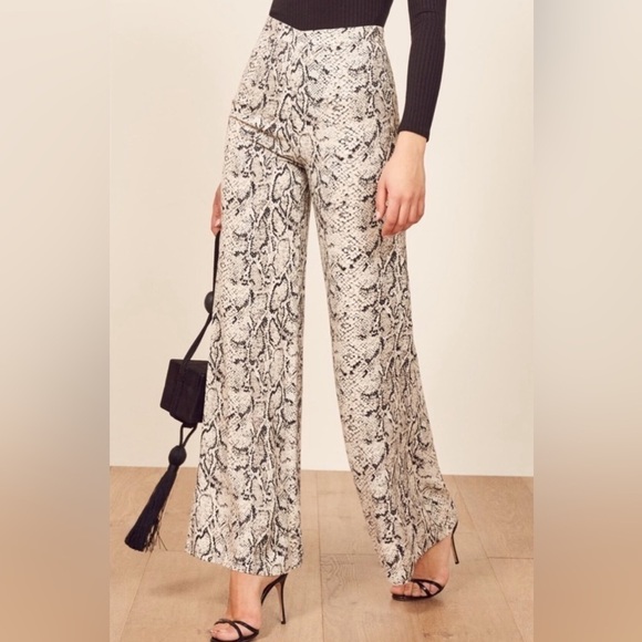 Reformation Snake Print Wide Leg Pants - Picture 1 of 13